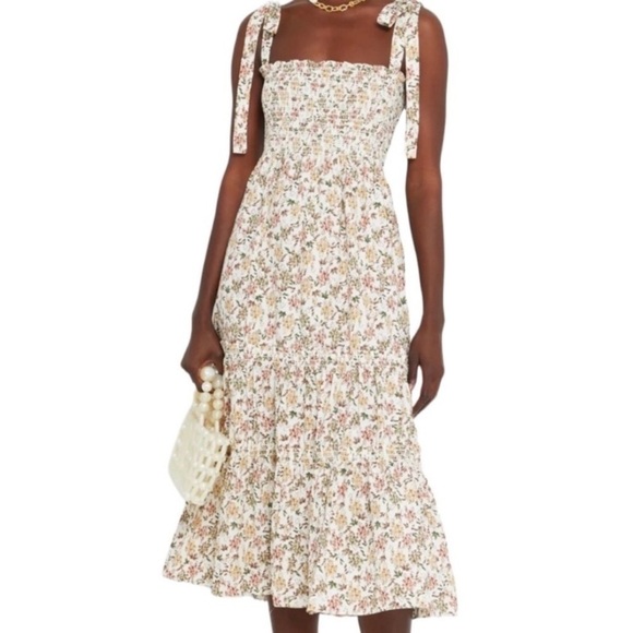 o.p.t Cara‎ Dress Smocked Tiered Tie Strap in Harvest Floral size M - Picture 1 of 8